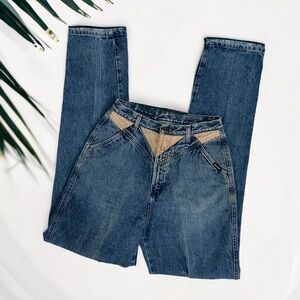 Vintage Rockies Jeans high rise mom leatherette yolk tapered 11/12 Cotton 90s